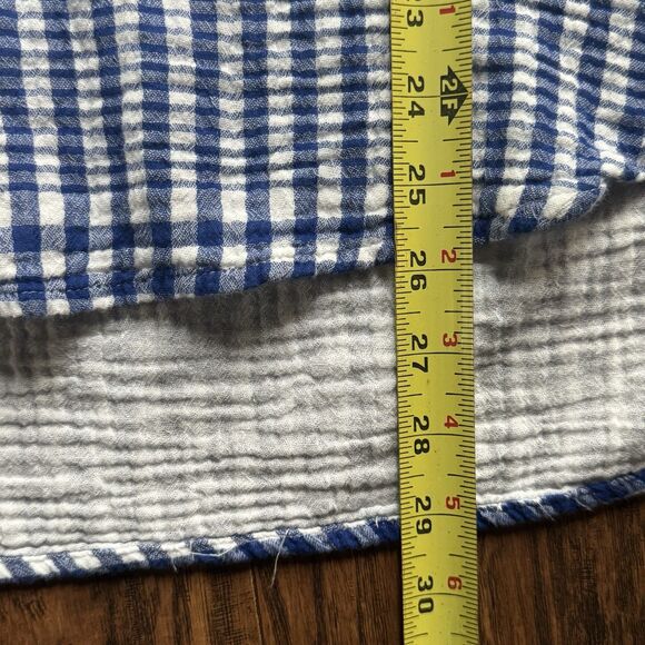 Casa Cabana Womens Gauze Button Up Shirt Size XL Blue White Gingham 100% Cotton - Picture 7 of 10